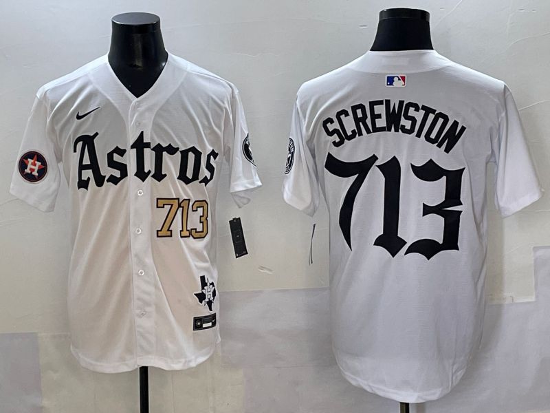 Men 2025 Houston Astros 713 Screwston White Five generations Joint Name Nike MLB Jersey style 6